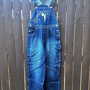 Girls Disney Classics Overalls XL 14-16 Tinkerbell Cotton Denim